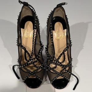 Christian Louboutin spiked mesh heels. RARE